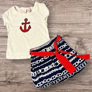 Chelsea’s Corner girls top skirt Tee Navy red Set summer white shirt size 4
